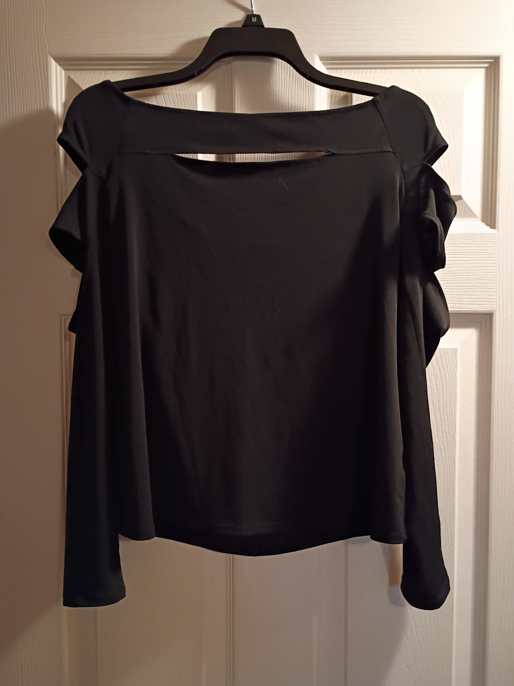 NWOT Cut Out Sleeves Black Women's Top with Cutout Front